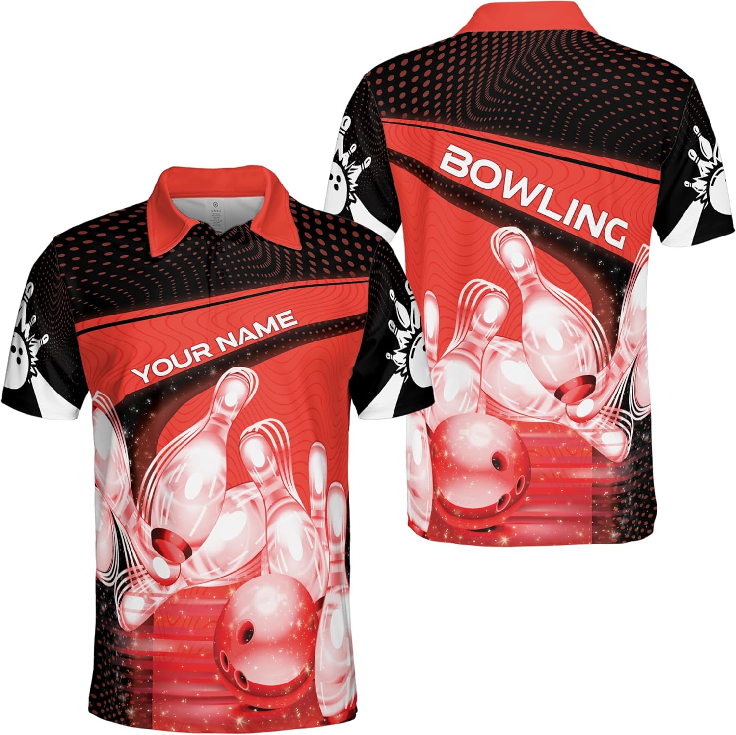 ThuhaTree Store Personalized Bowling Men & Women Polo Shirt S-5XL, Mens Bowling Polo Shirt, Bowling Polo for Men (Style 6) Multi