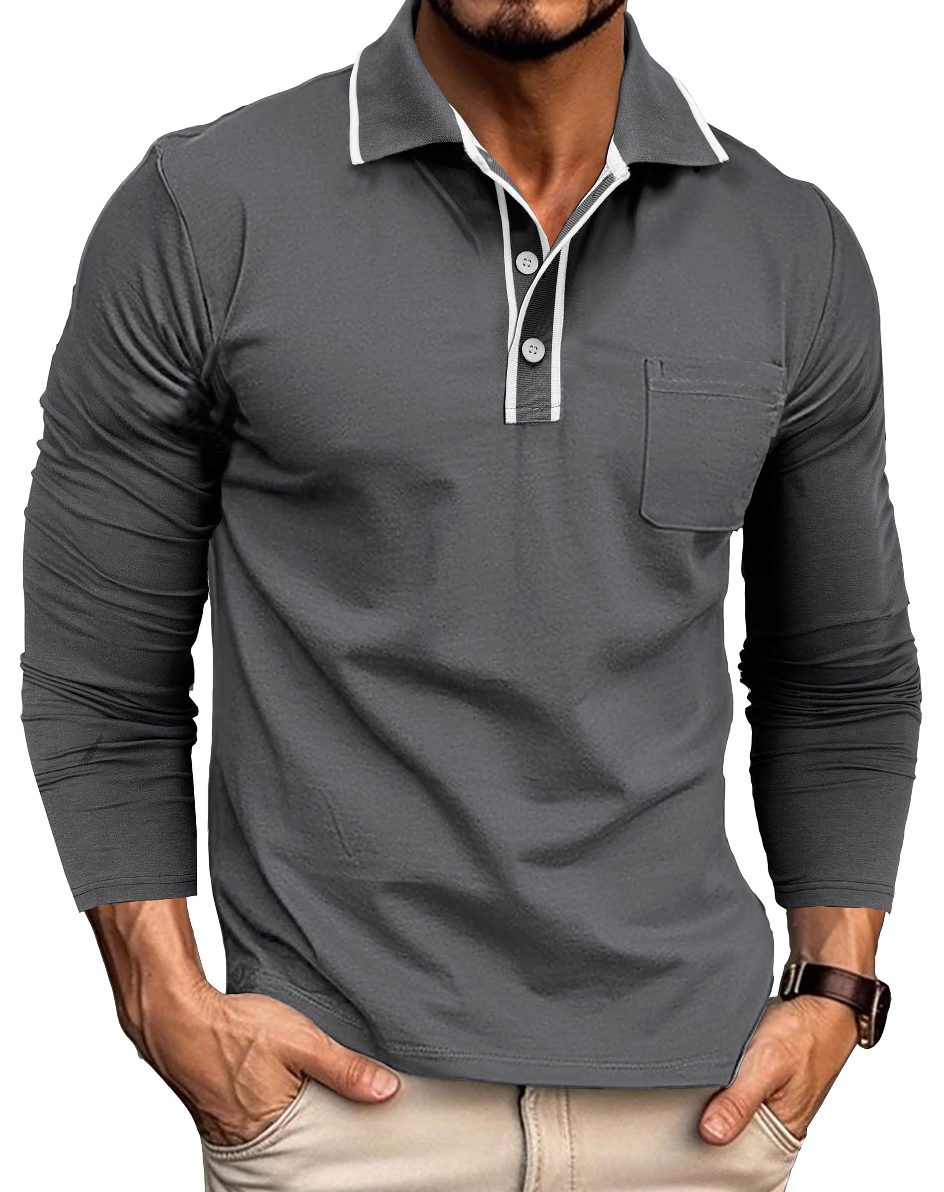 Gleam Ledra Poloshirt Herren Kurzarm Klassisches Baumwollmix Golfshirt Polohemd mit Knopfleiste