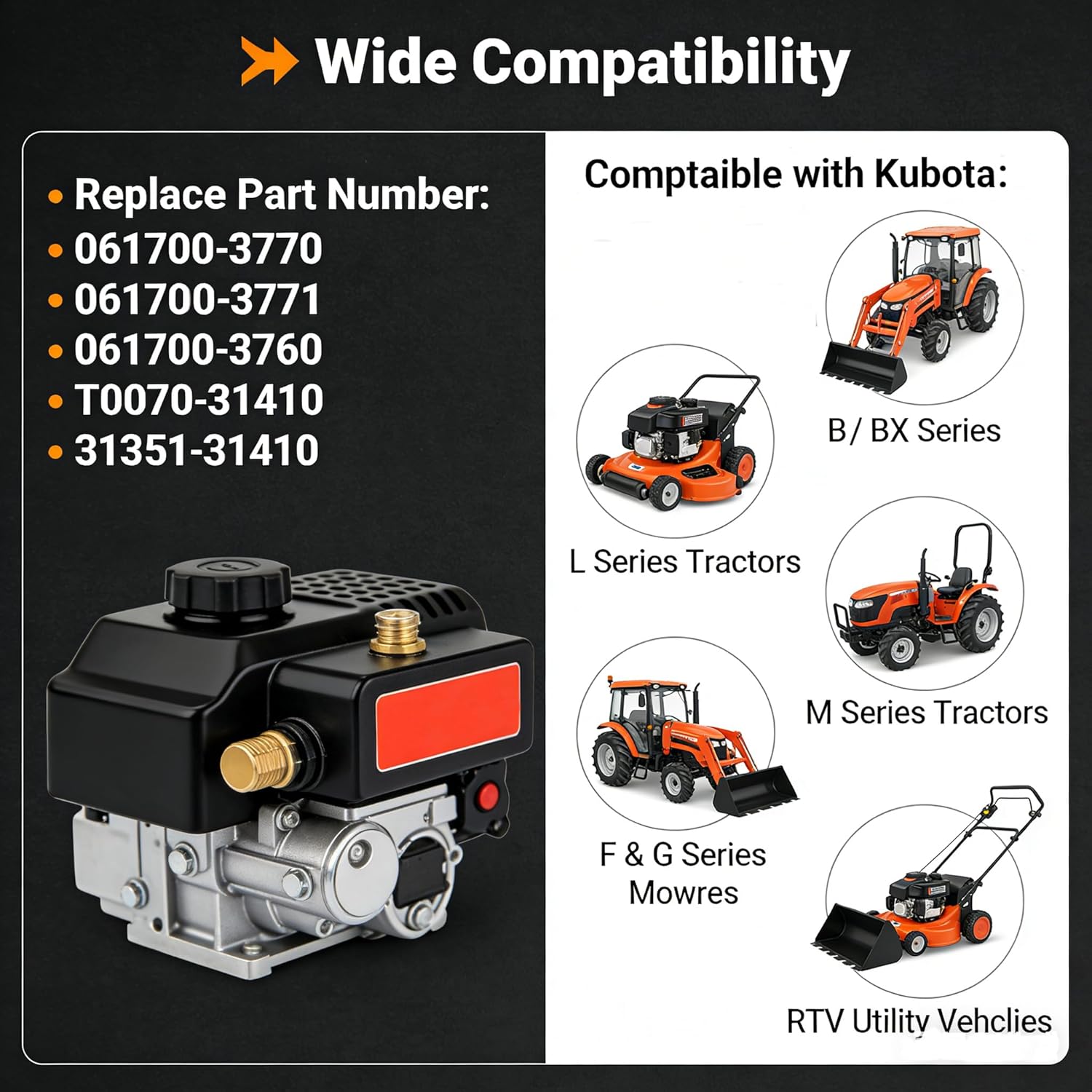 T0070-31410 12V Starter Timer Relay 061700-3770 061700-3760 061700-3771 Compatible with Kubota Relay Stop Solenoid B1550E B1750D BX1800D BX1850D BX1860 BX1870 L2900DT L3010DT M5030 F1900