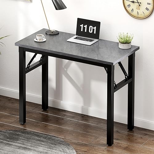 Miniatura 4 de Need - Escritorio pequeño para computadora (31.5 pulgadas, mesa plegable, no necesita armarse, escritorio plegable para espacios pequeños, gris