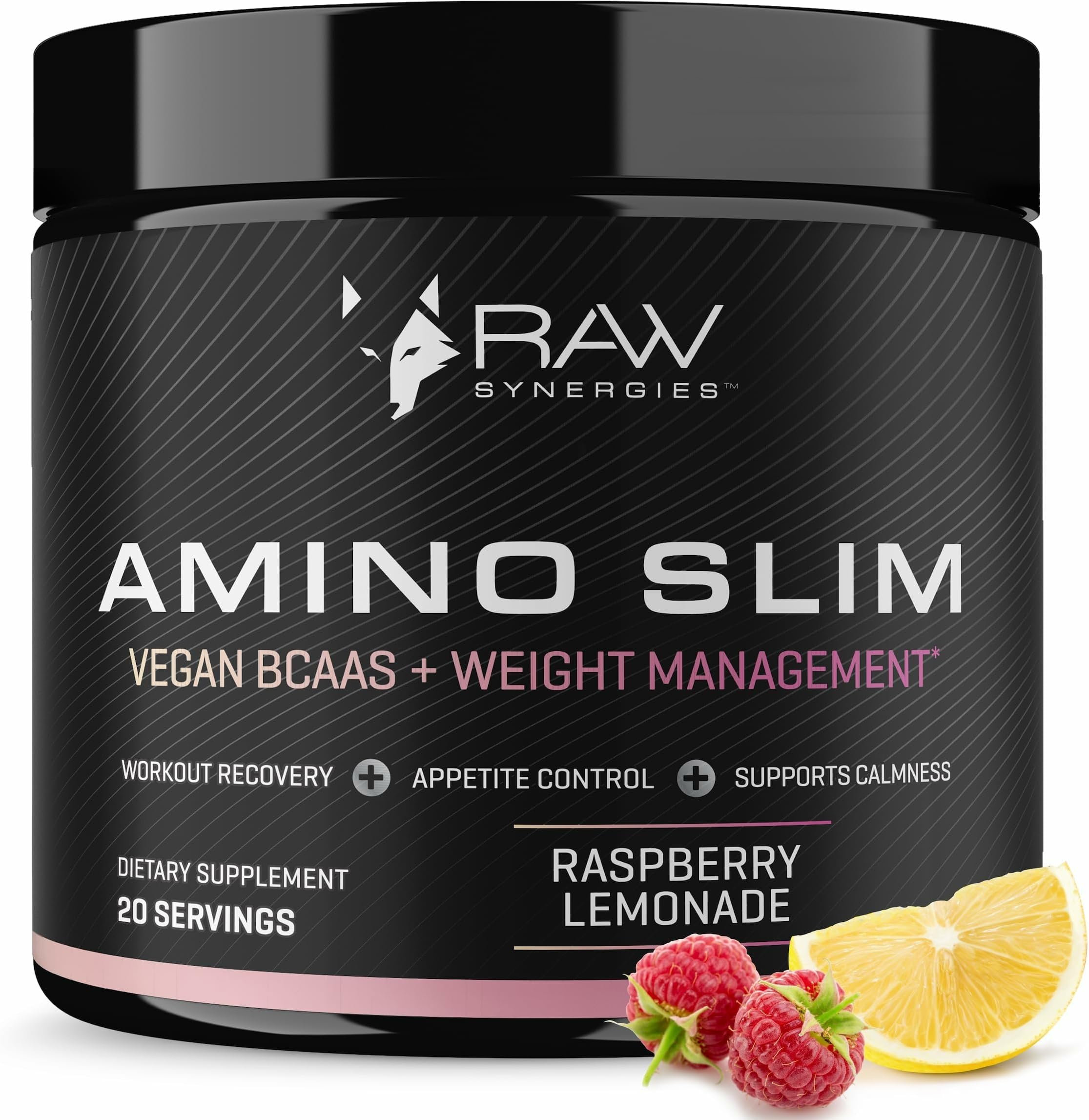 RAW Synergies Amino Slim - Slimming BCAA Weight Loss Drink for Women, Vegan Amino Acids, L-Glutamine Powder for Post Workout Recovery & Fat Burning | Daily Appetite Suppressant, Metabolism Booster