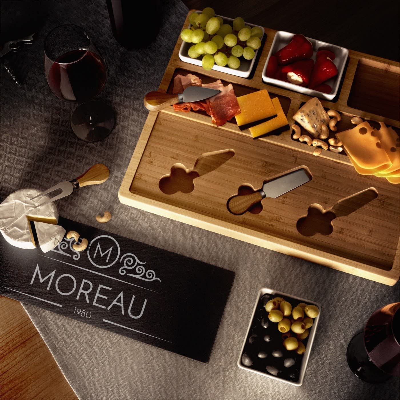 Plateau à Fromage Personnalisable Maverton - Planche Ardoise Avec Accessoires Cœur