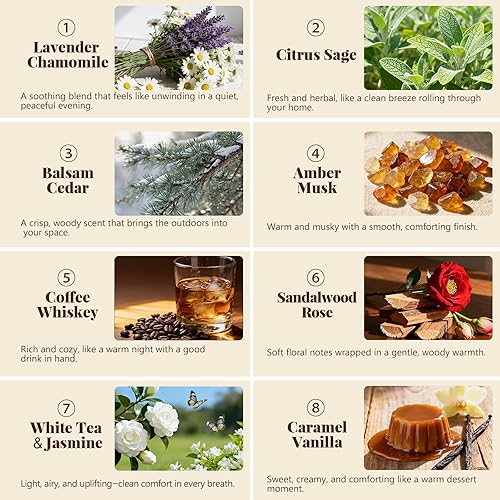 Miniatura 4 de Juego de 8 velas perfumadas de cera de soja, manzanilla de lavanda, salvia cítrica, almizcle ámbar, cedro de bálsamo, whisky de café, velas de