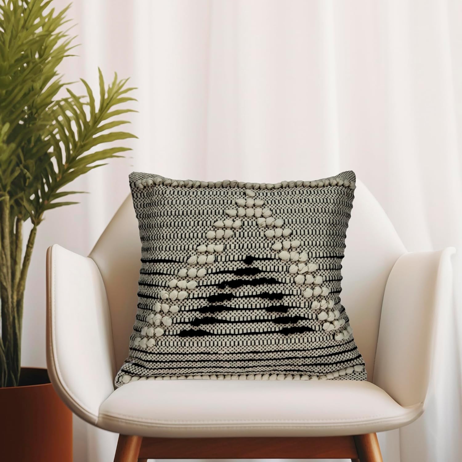 Parkland Collection Janice Bohemian Beige Pillow Cover with Poly Insert