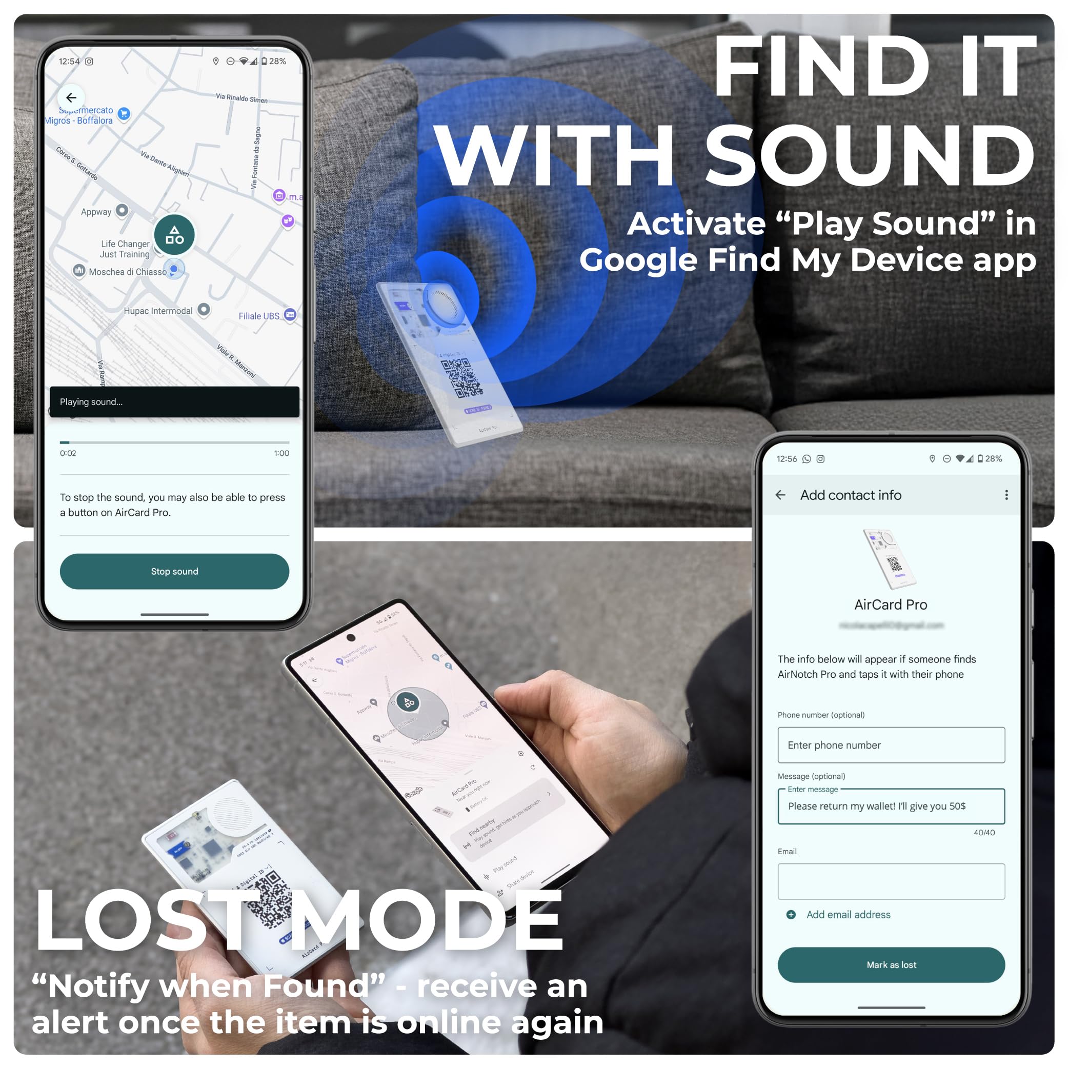Rolling Square AirCard Pro – lokalizator Bluetooth kompatybilny tylko z systemem Android Google Find Hub – bezprzewodowy tracker ładowania z cyfrowym identyfikatorem, portfel i paszport wyszukiwarka