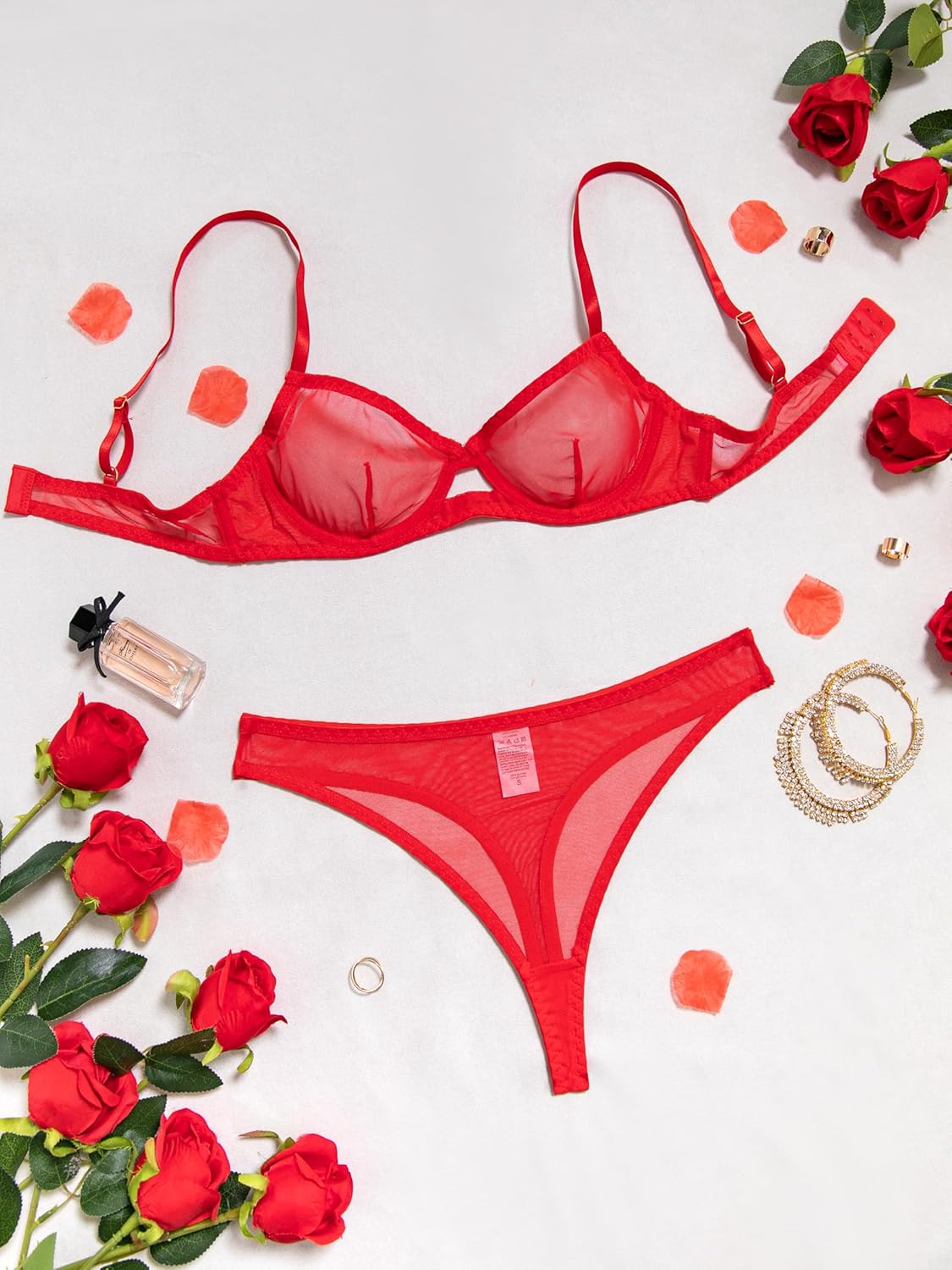 Sexy Mesh Sheer High Cut Cheetah Underwire Lingerie Set 2 Piece - Image 2