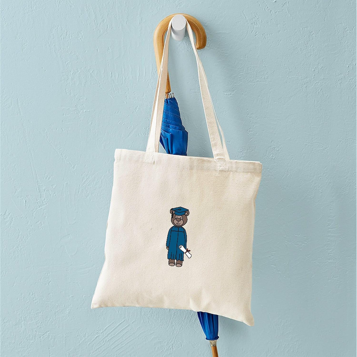 CafePress Graduate Teddy Bear Tote Bag Reusable Natural Beige Canvas Shopping Bag