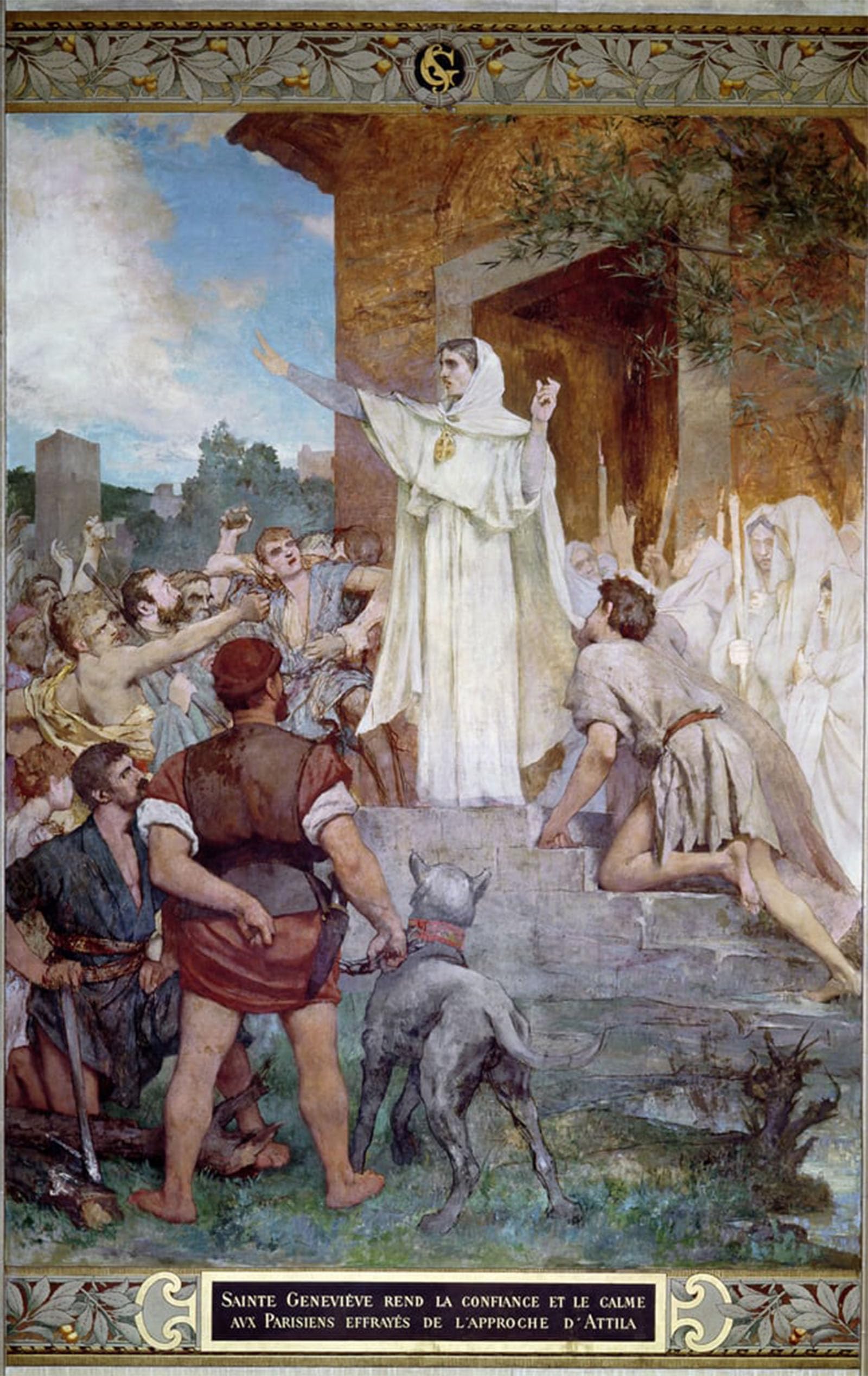 SERENDIPITP Aesthetic Poster Photo Wall Print Retro Picture St Genevieve Calming the Parisians on the Approach of Attila by Jules Elie Delaunay Modern Wall Artwork for Home Decor 60x90cm
