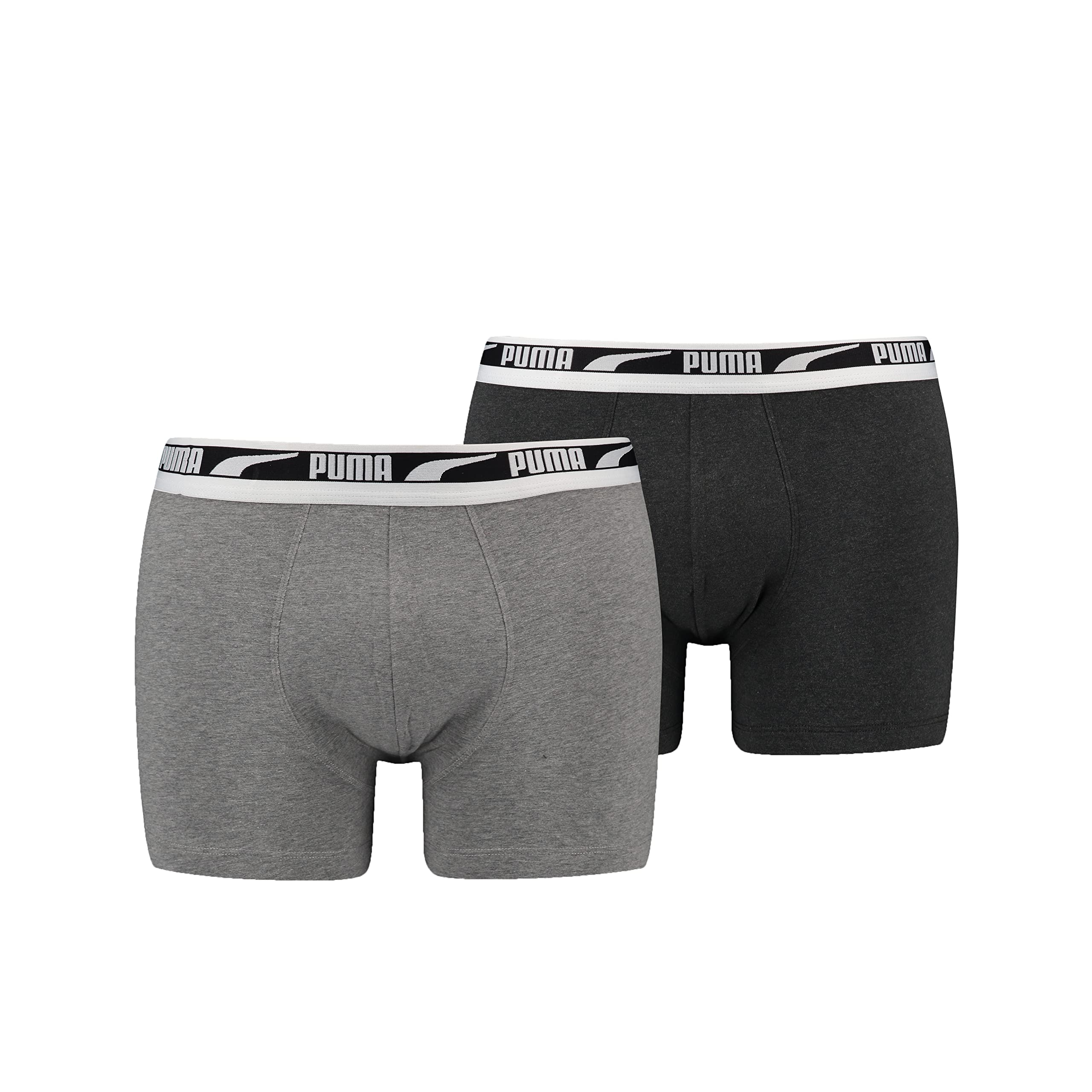 PUMA Men's Multi Logo Boxer Briefs, Grey Mélang, XXL, Grey Mélange, XXL