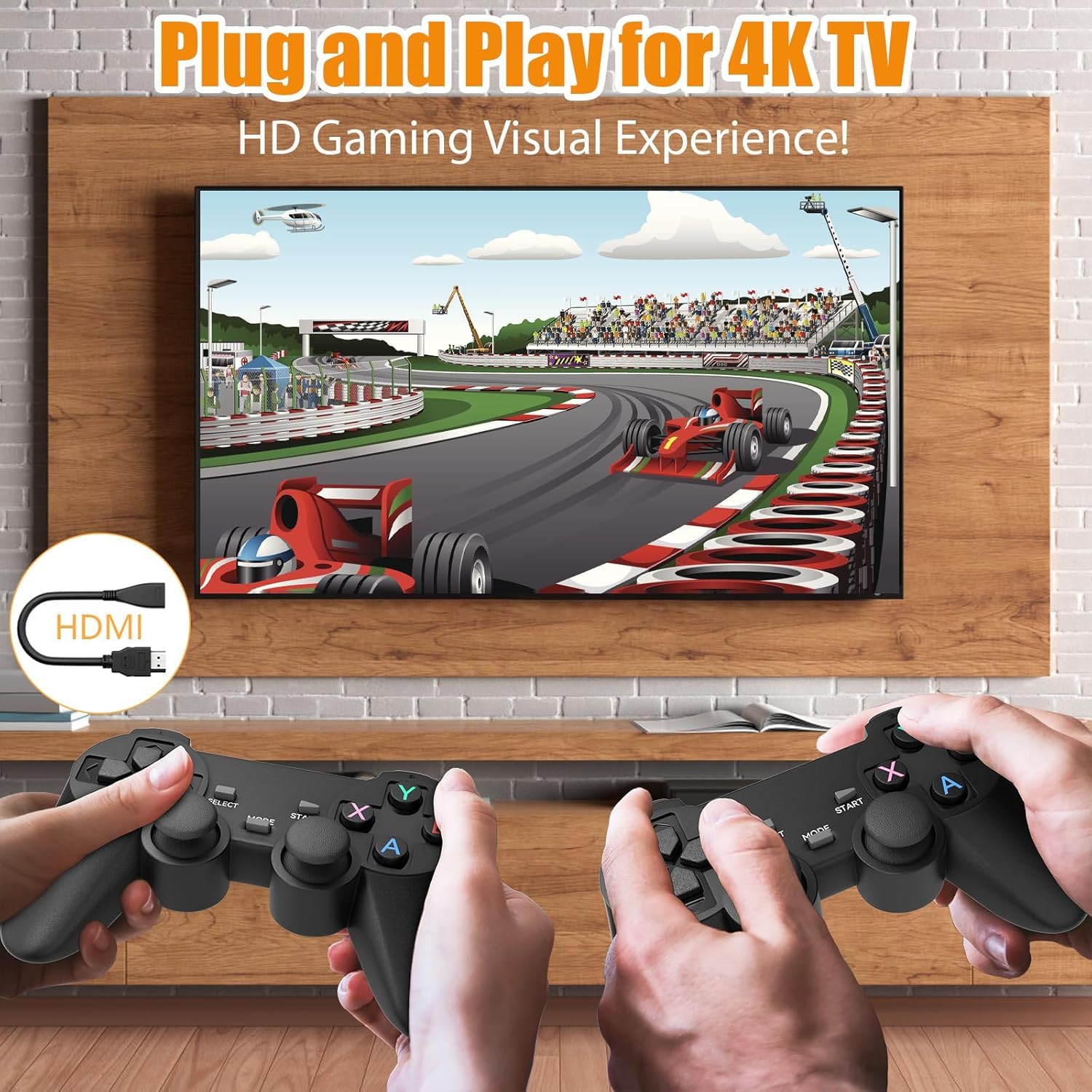 Omeron {1 Years Warranty} All-in-One 4K Retro Game Console with 3000+ Classic Games, Wireless Gamepad Controllers,Plug & Play HDMI Game Stick for TV - Ideal for Family Fun and Retro Game Lovers 2