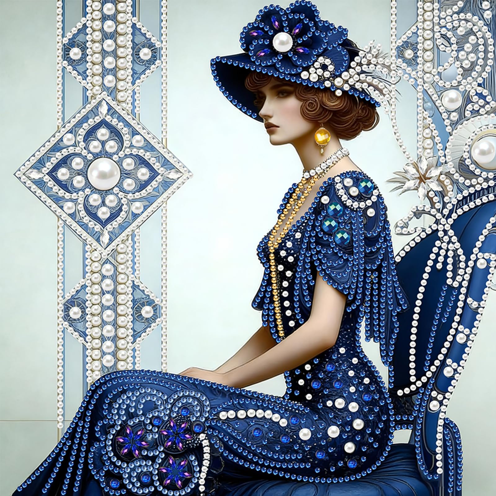 Dark Blue 5D Partial Drill Diamond Painting Kit 30x30cm