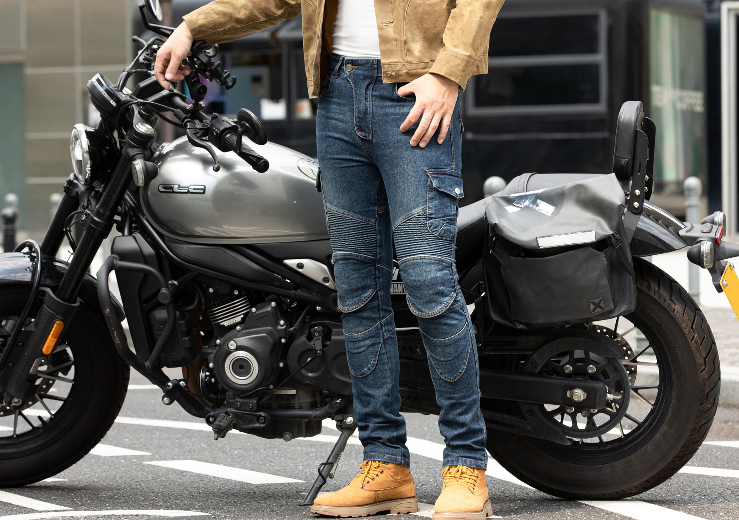 Pantalones Moto con Armadura CE Jeans para Moto y Bicicross, Ajuste Estilizado