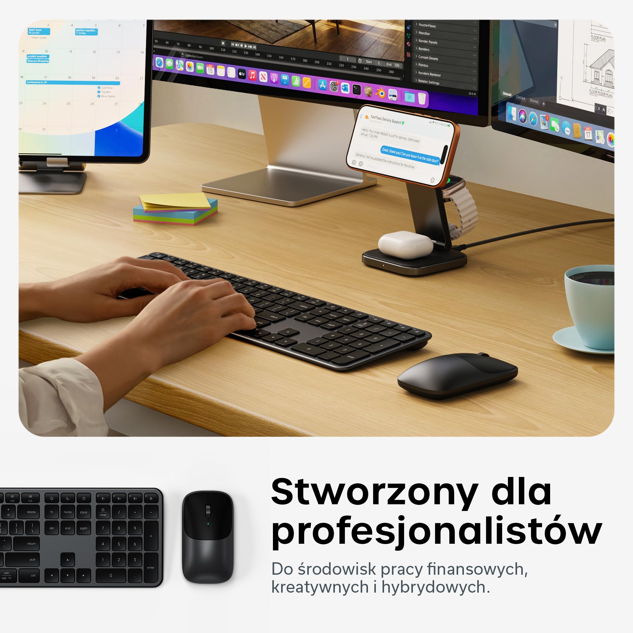SATECHI klawiatura i mysz CEX3, amerykański układ QWERTY, gwiezdna czerń | Bluetooth, obsługa wielu urządzeń i odbiornik USB-C, pełnowymiarowa klawiatura; zgodność z MacBookiem i komputerami z Windows