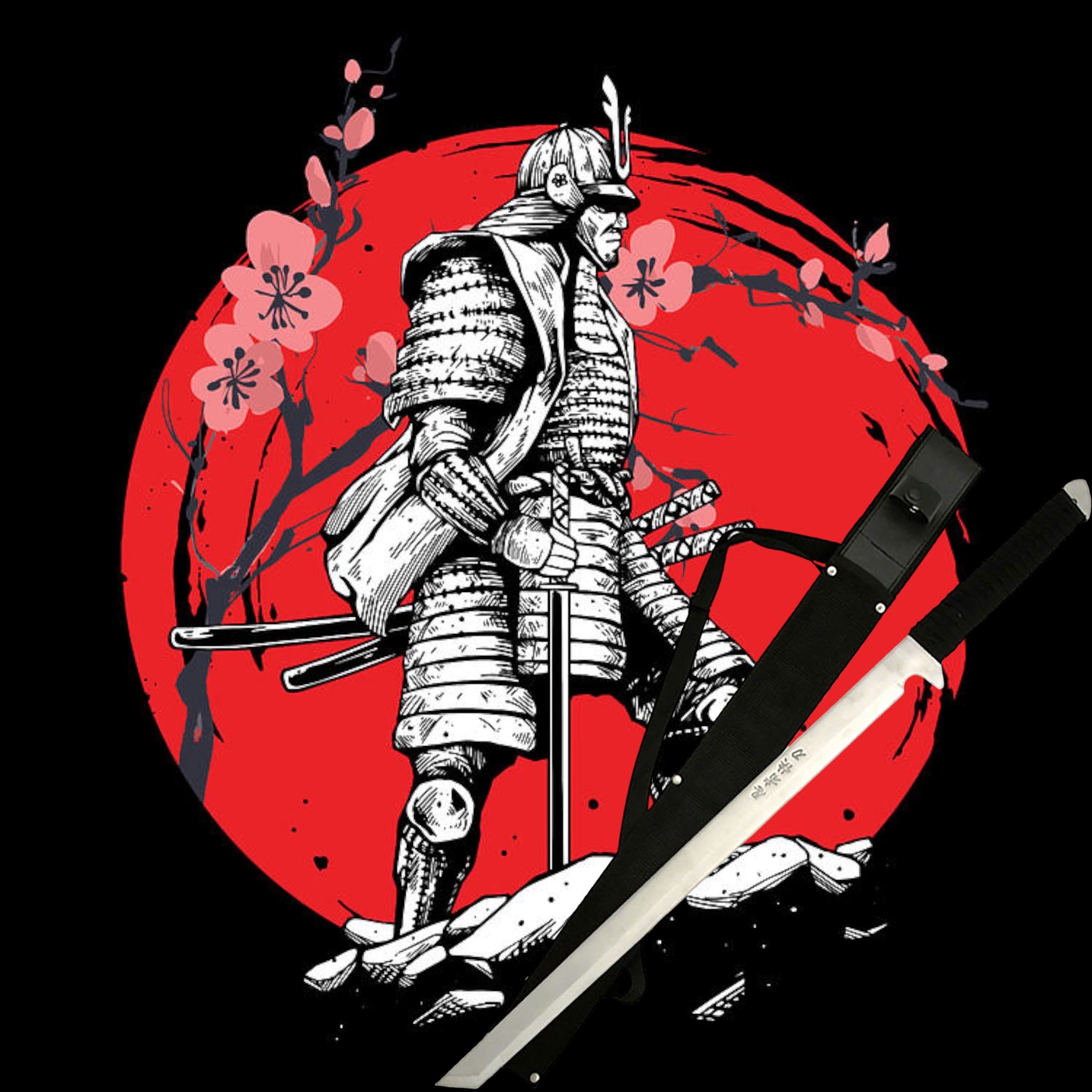 Machete scharf echt Japanisches Katana Schwert Scharf 71 cm mit Nylon Scheide - Samurai Schwerter Scharf Echt für Erwachsene - Ninja Katana Metall - Stahl 1045 - Full Tang Konstruktion