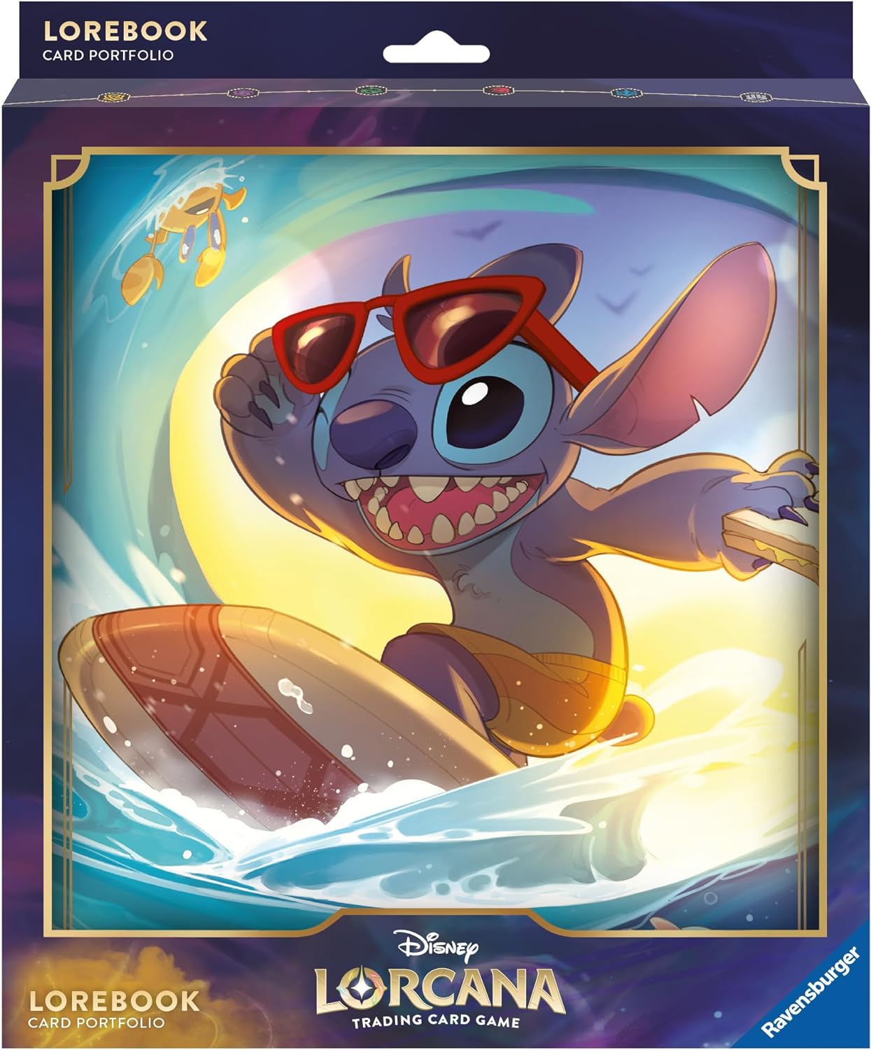 Ravensburger Disney Lorcana TCG Portfolio featuring Stitch – Carefree Surfer by Marcel Berg | Holds 64 Cards & 8 Oversized Cards | Premium Storage & Stylish Protection | Ages 8+