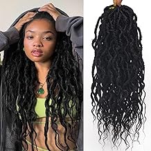 8Packs Faux Locs Crochet Hair 18Inch Crochet Locs, Boho Faux Locs With Curly Ends Goddess Soft Loc Dreadlock Crochet Hair for Black Women (1B, 18(Pack of 8))