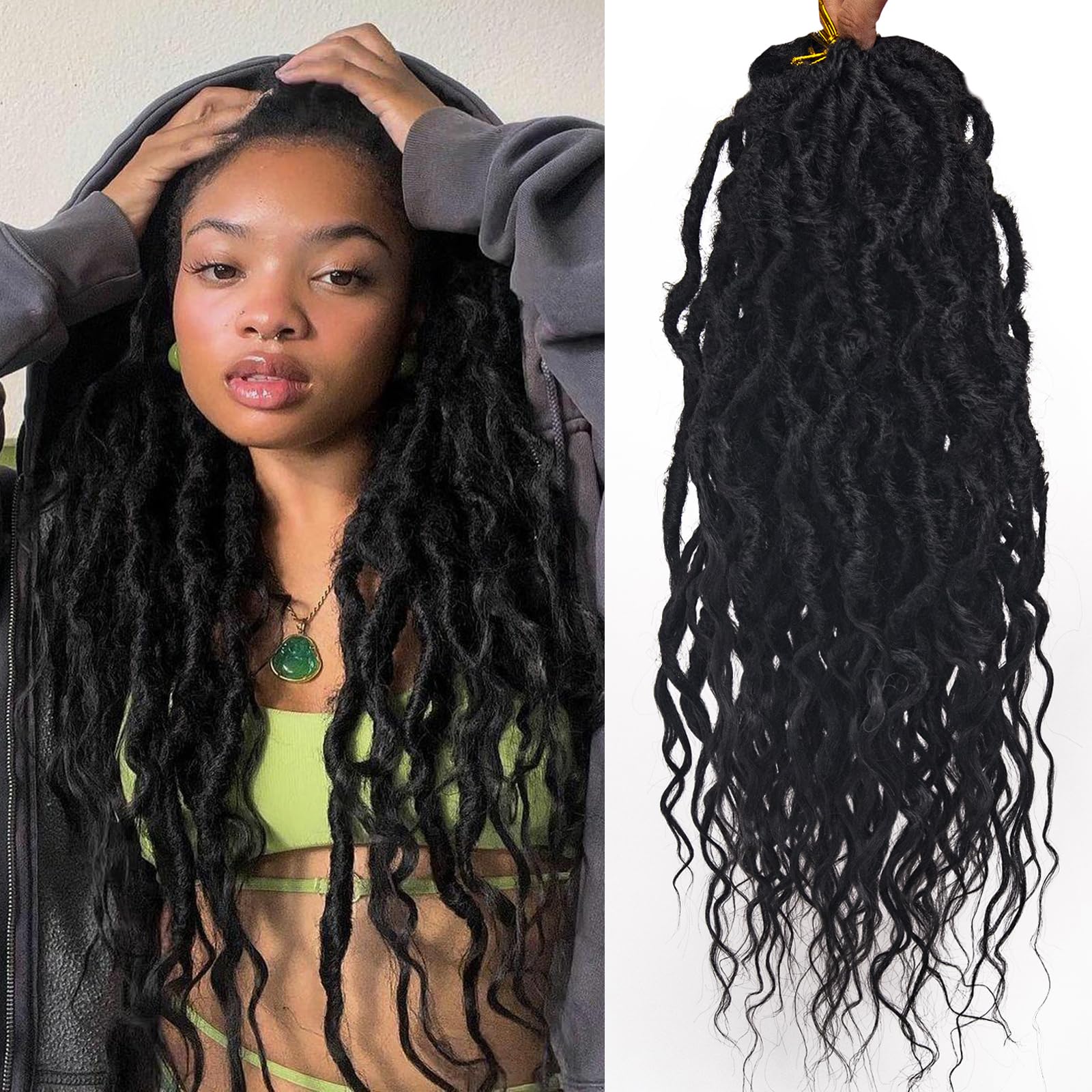 Faux Locs Crochet Hair 18Inch 8Packs Crochet Locs (1B, 18(Pack of 8)) 1B 18 Inch (Pack of 8)