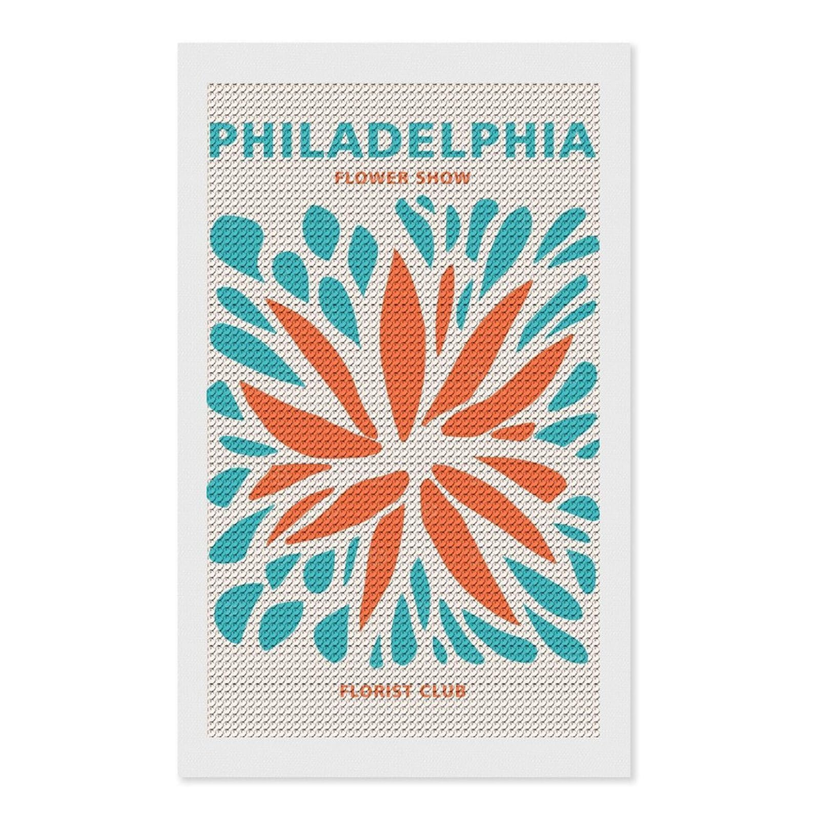 Junmoney Philadelphia Florist Club Diamond Art Canvas 12"x20", for Adults, Mindful Craft Activity, Modern Decor, Christmas Gift, Full Kit Included