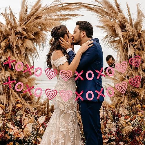 Miniatura 4 de XOXO - Guirnalda de corazón para el día de San Valentín decoraciones brillantes del día de San Valentín para el hogar guirnalda de papel romántica