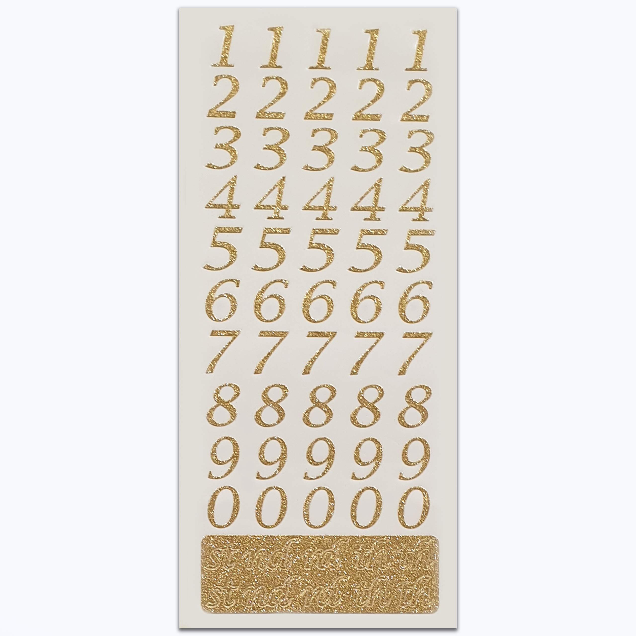 Pebble Eleven Gold 15Mm Small Letter/Number Stickers - Self Adhesive Glitter/Diamante Birthday Card Embellishment ( Glitter Script Numbers)