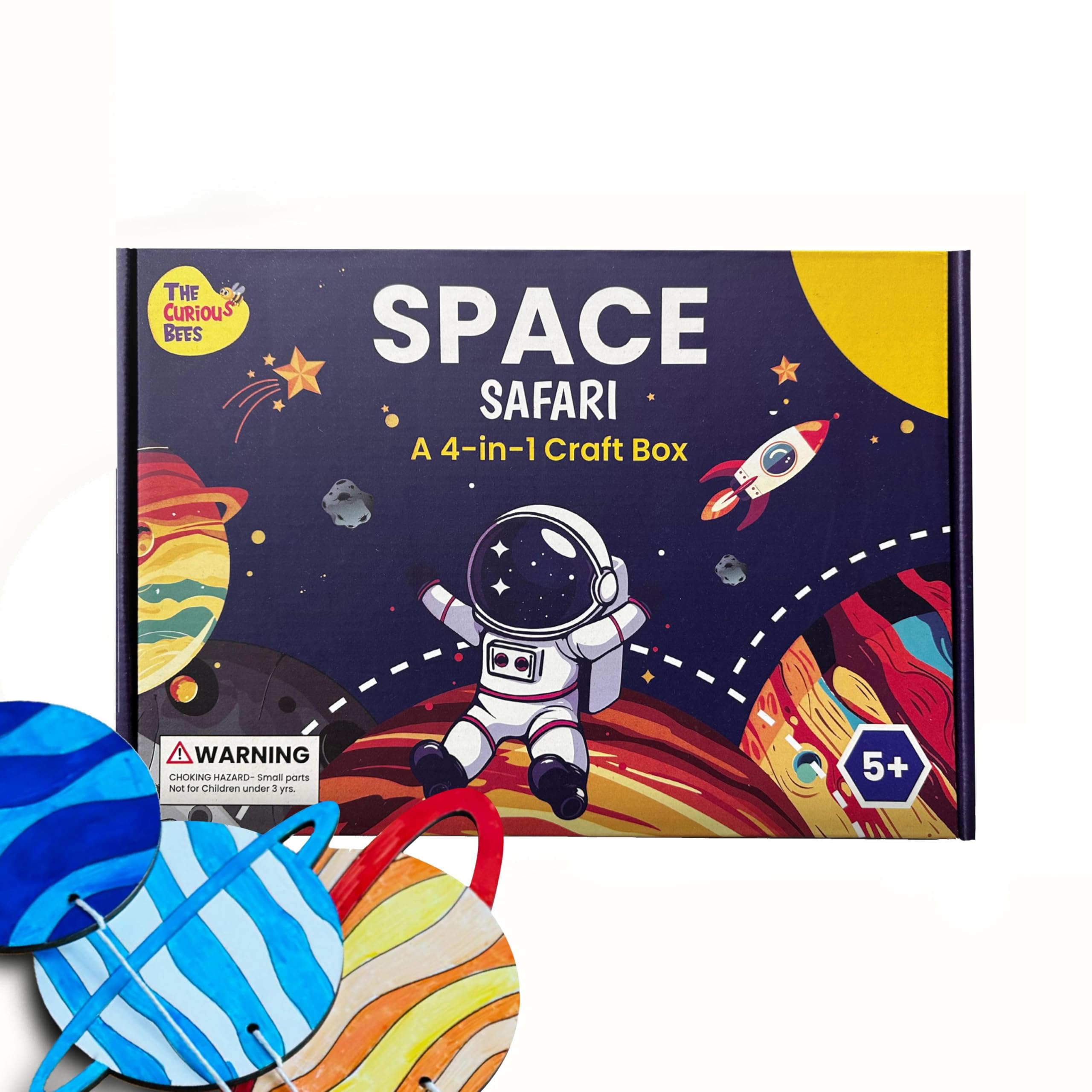 Space Safari 4-in-1 Craft Box for Kids | Solar System Mobile, Astronaut Mask, Rocket Craft, Constellation DIY | Creative & Educational Space Activities|Age Group: 4-8 Years,Multicolor