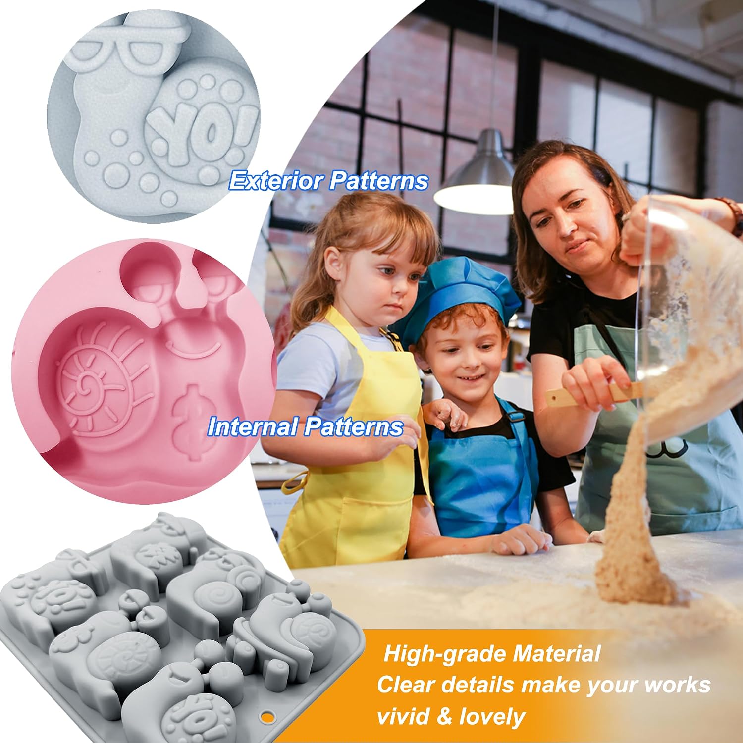 2 Pack Silicone Molds for Plaster 6 Cavity 3D Cartoon Snail Themed Baking Mould Tray for Animal-Themed Party Chocolate Cake Topper Jello Ice Cube Dessert Mousse Pastry Handmade Soap Crayons