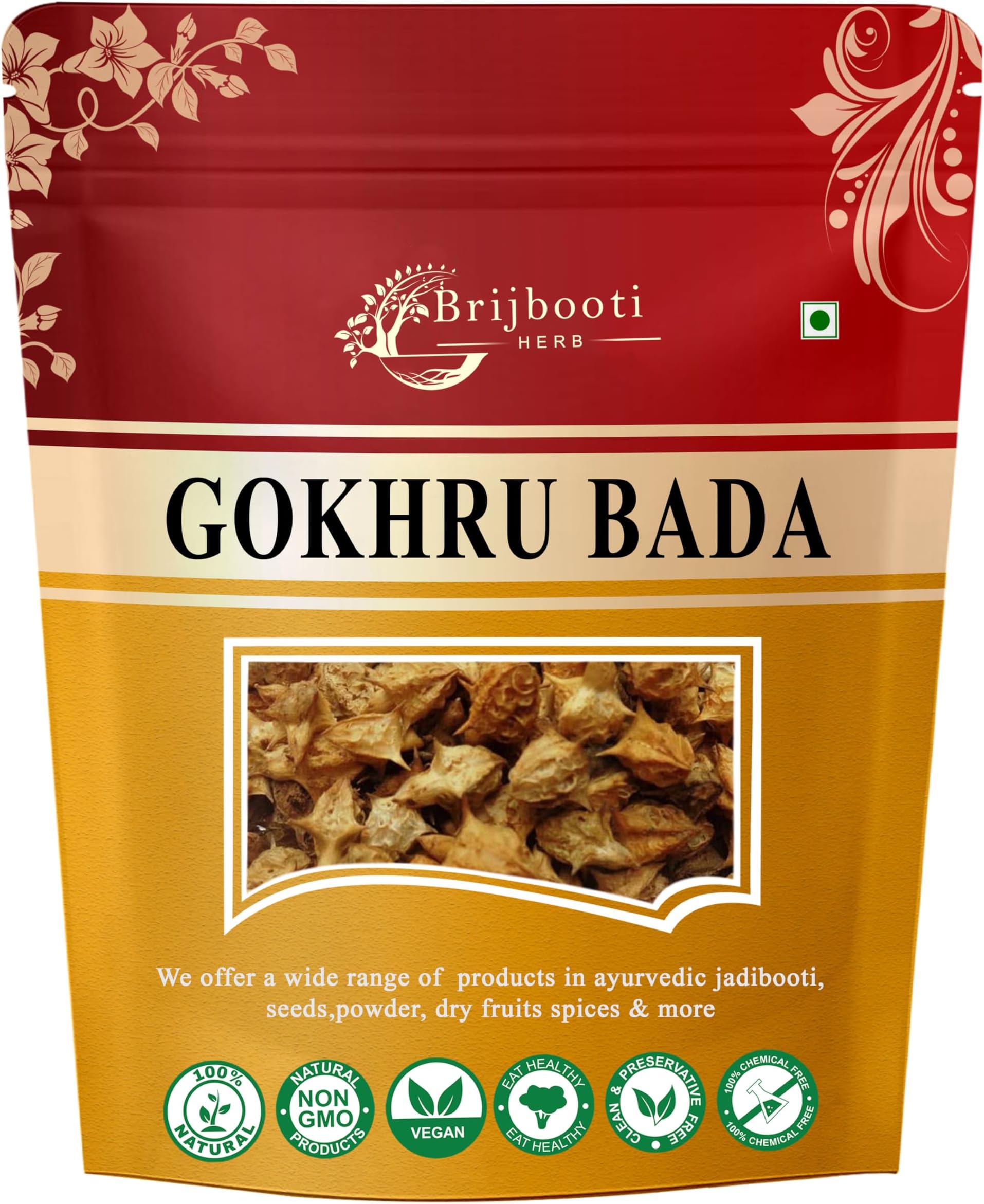 Birju Mahavir Gokhru Bada - Pedalium Murex - Large Caltrops, Natural, 200 gram (BMPL-352)