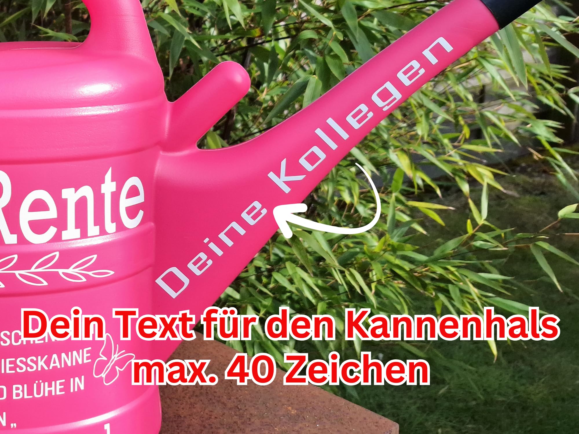 Gießkanne 10 L Rentnerin Rente PINK Abschiedsgeschenk, Geschenkgießkanne zum Renteneintritt in den Ruhestand