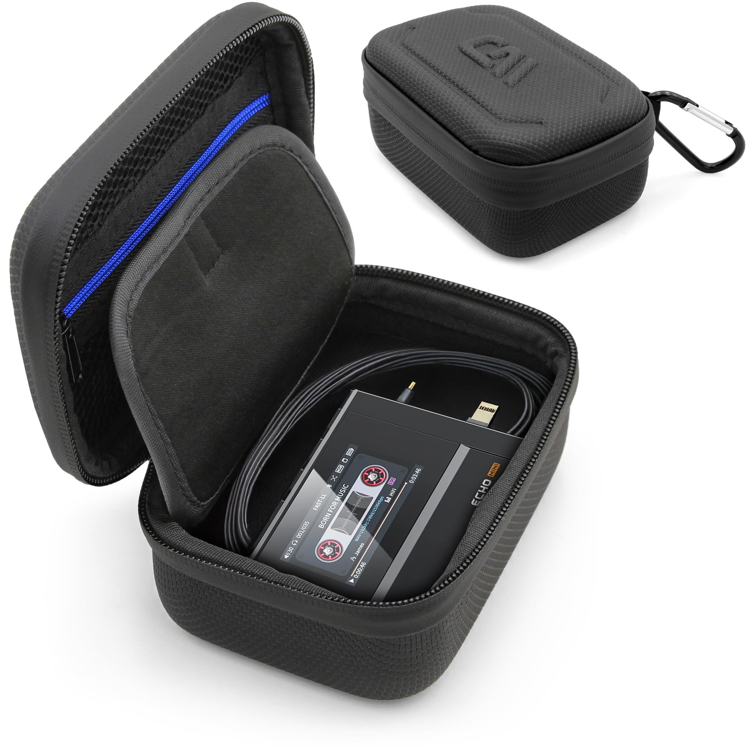 CASEMATIX Travel Case Compatible with SnowSky Echo Mini Digital Audio Player and FiiO DAP Music Player, Charging Cable & Earbuds - Includes Travel