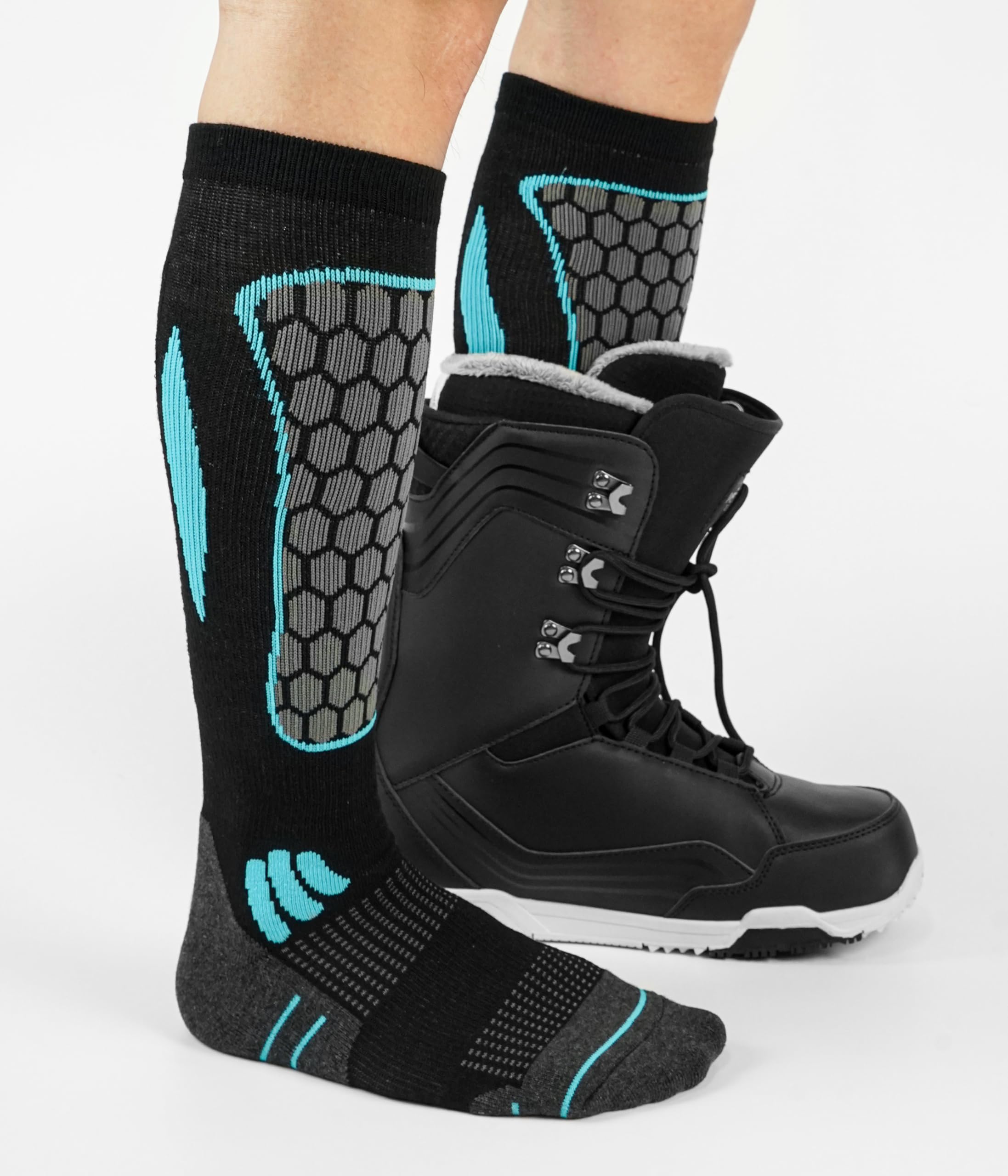 2 Paar Merino Wandersocken Herren Damen, 60% Wollsocken Gepolstert, Thermo Trekkingsocken Winter Warme Socken für Outdoor Sport