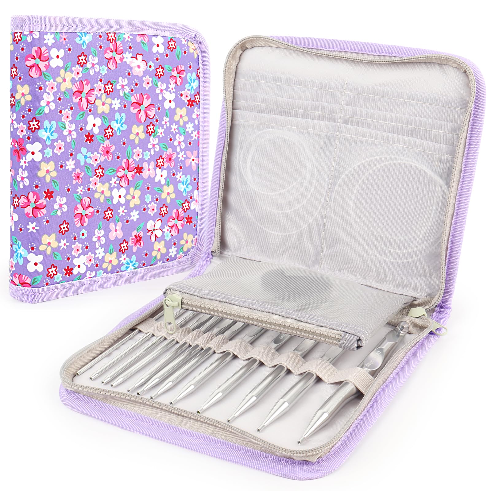 Coopay Tunesische Häkelnadel Set, 3,0-10mm Austauschbare Tunesische Häkelnadeln mit Seil 40cm/60cm/80cm/100cm, Afghanische Häkelnadel Set, Lange Häkelnadeln für Anfänger