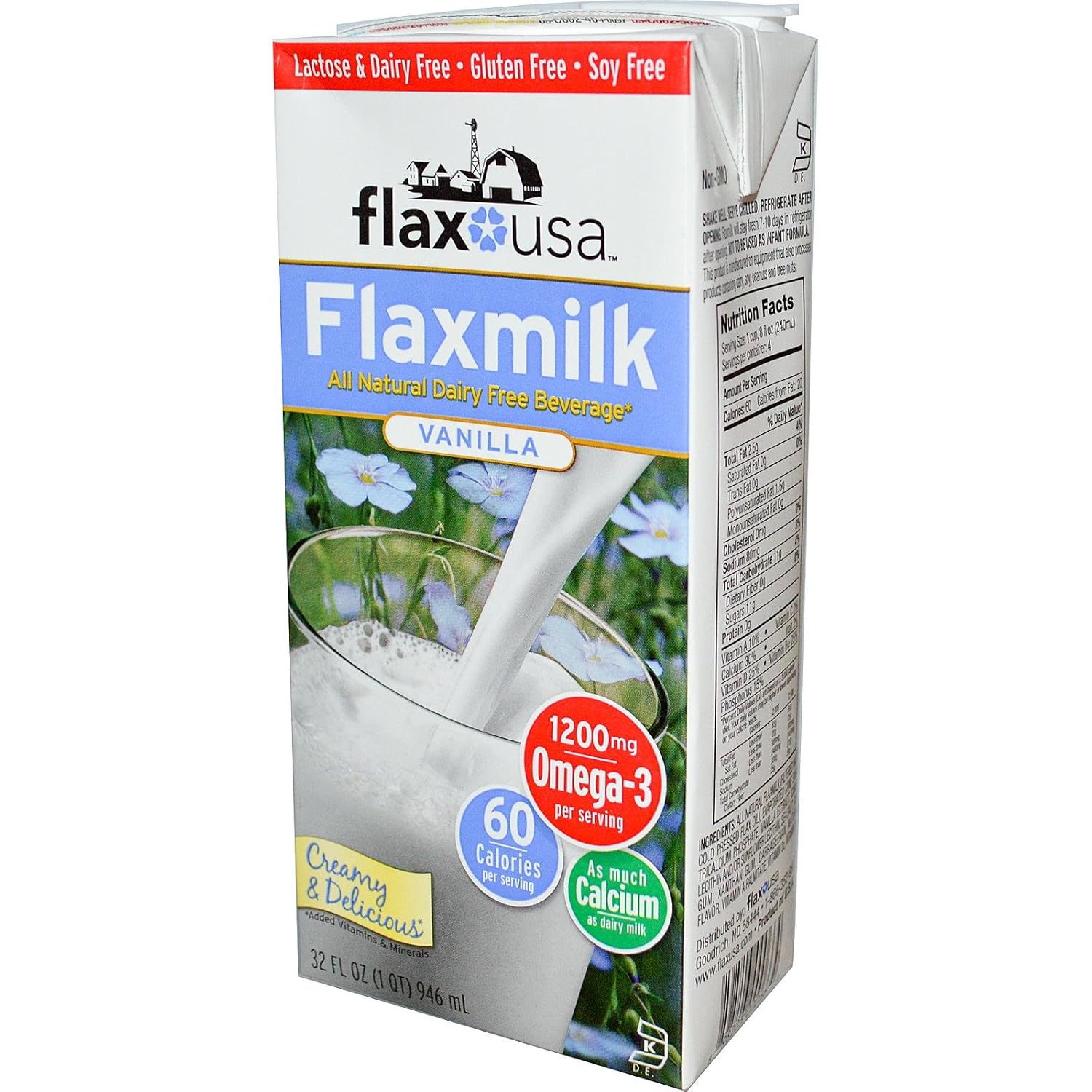 Flax USA, Inc. Flax Milk Vanilla 32 oz Grocery