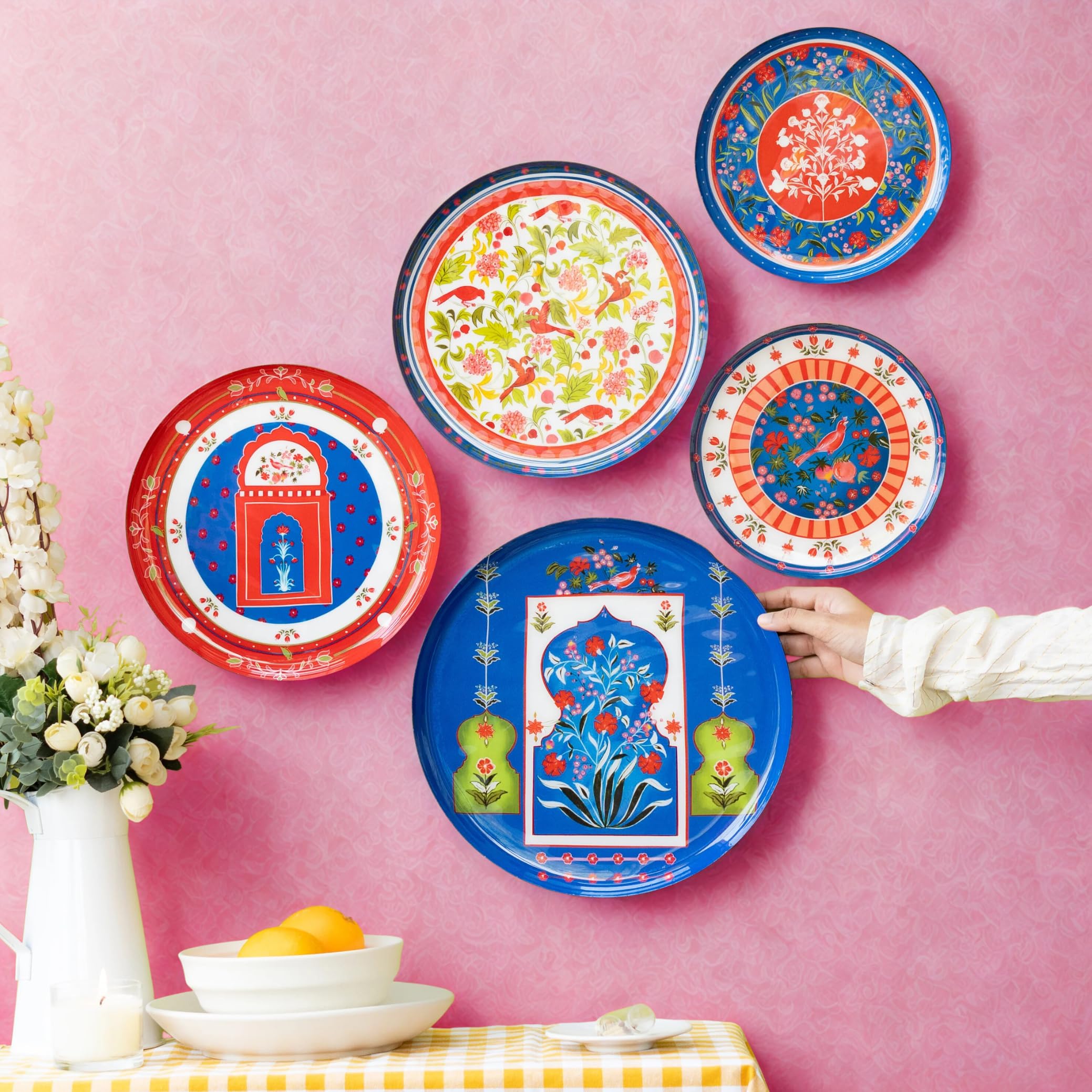Regal Ornate Wall Plates - Floral & Ethnic Decor Set of 5 -5