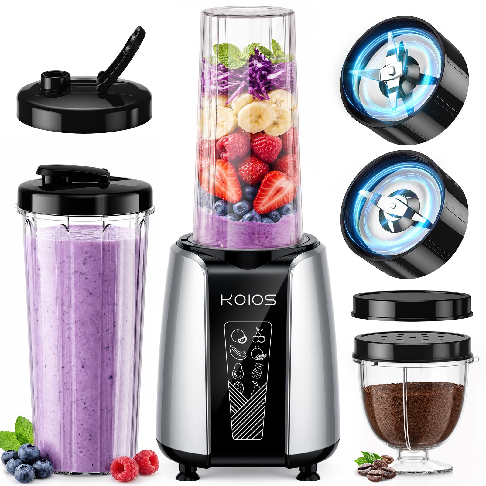 KOIOS Smoothie Blender, 1000W, Blenders Smoothies and Shakes, Frozen Drinks
