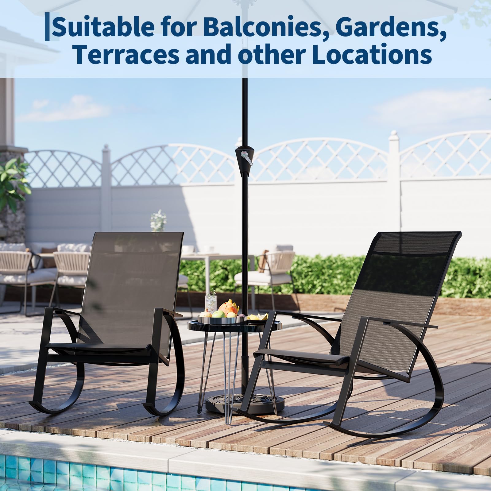 Garvee Schaukelstuhl, Schaukelstühle aus Atmungsaktiv Teslin, Wetterfeste Outdoor Gartenstühle, Schaukelsessel Schwingsessel für Balkon Terrasse Garten Hinterhof Poolbereich