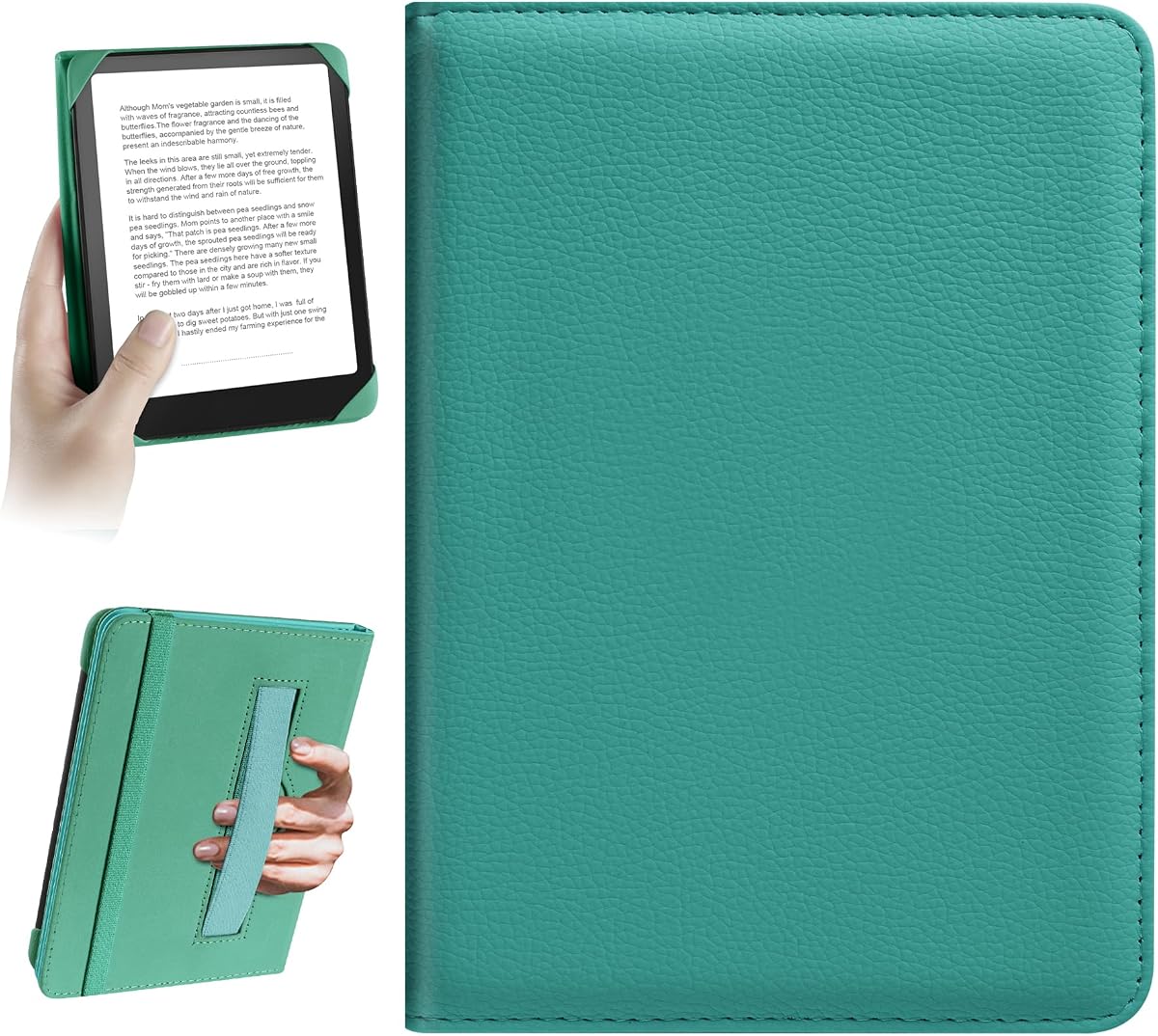 Funda universal para Kindle eReader de 6 pulgadas compatible con Paperwhite (2015/2018)/Pocketbook y Tolino/Kobo Clara HD, funda protectora para eReader de 6 pulgadas, cuerda elástica, verde