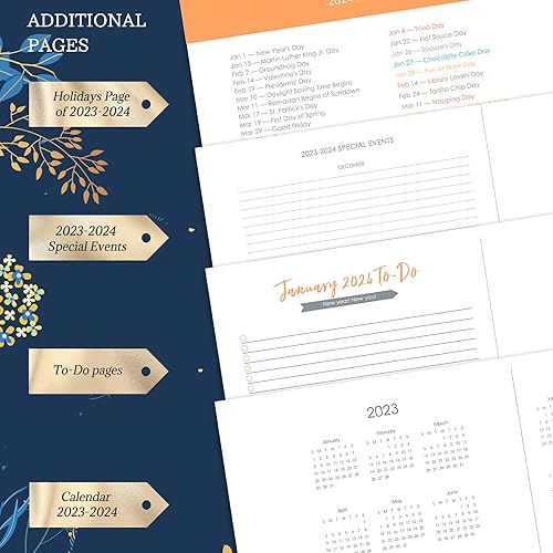 Miniatura 6 de Agenda de tapa dura 2023-2024, agenda semanal y mensual para 2024, planificadores diarios grandes de 13 meses 2024 para mujeres con pestañas