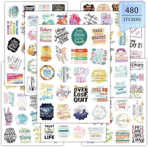 Motivational Stickers, 480 Pieces, Positive Calendar Stickers, 24 Sheets |