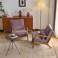 Vista 18 de VINGLI Silla de Acento Moderna de Chenilla de Mediados de Siglo, Linda Silla de Lectura con Brazos con Cojín y Almohada Lumbar y Marco de Madera