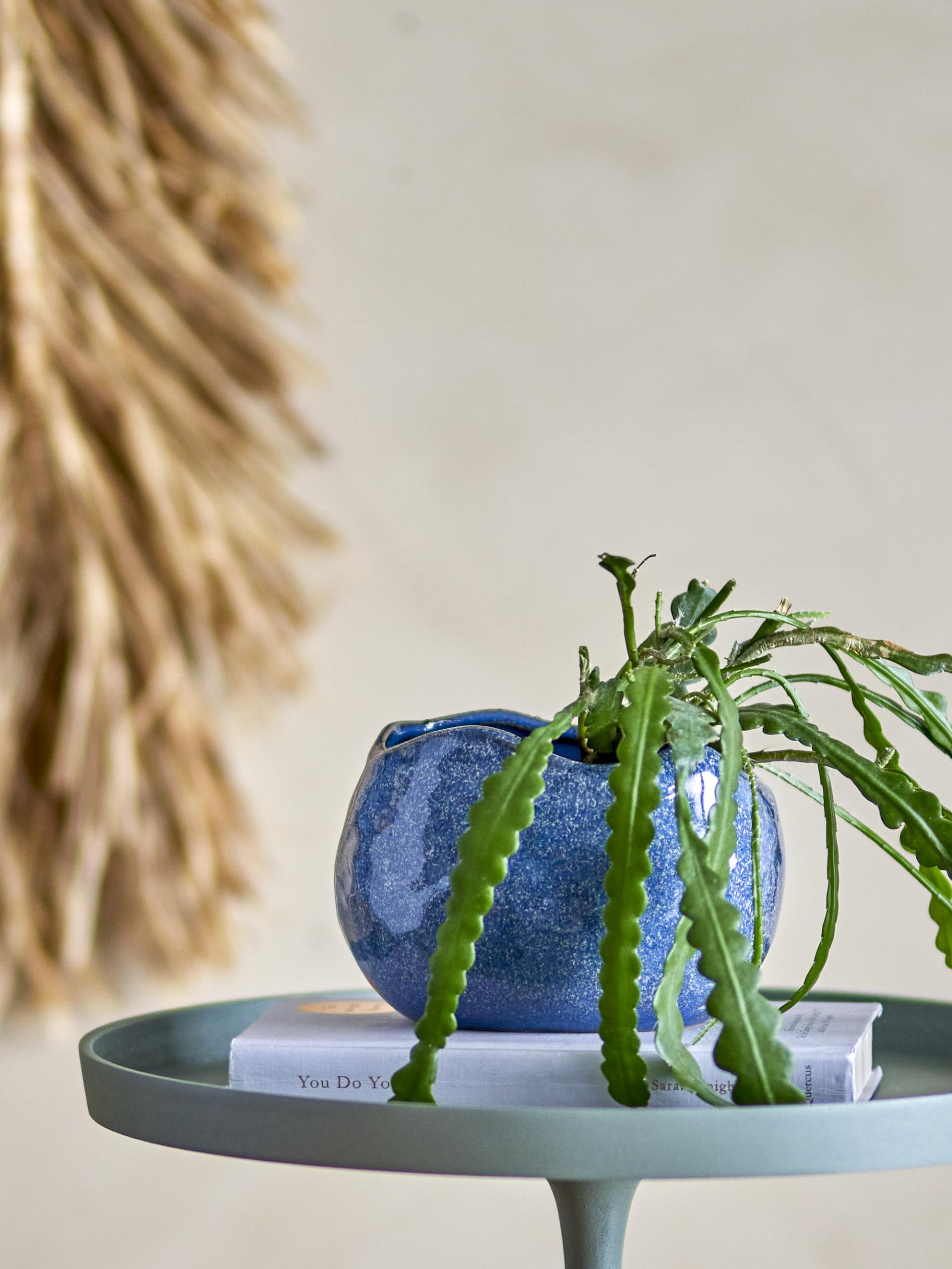 Bloomingville Pennie Collection Stoneware Flowerpot in Unique Organic Shape, Lustrous Blue Glaze, Durable and Adorned - Image 4