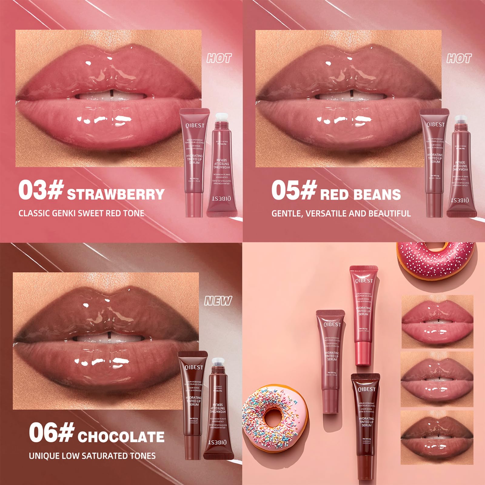 3 Colors Hydrating Lip Gloss Lip Jam, High Shine Glass Finish Glossy Plumping Nude Colors Lipgloss, Lip Jelly Liquid Lipstick for Women - Image 4