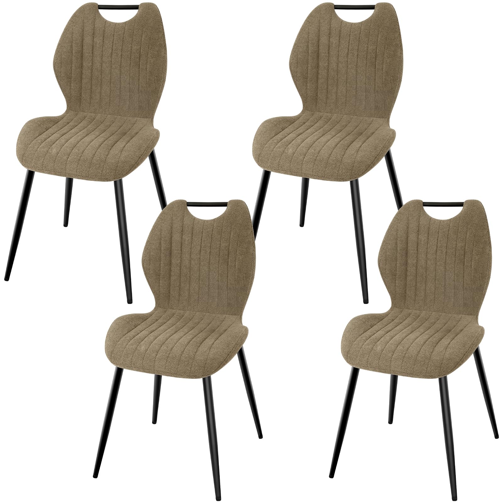 LEWE Sillas de Comedor Juego de 4, Sillas de Cocina Silla de Salón Silla Tapizada con Patas de Metal, Silla con Respaldo de Tela, Sillas para Comedor Salón Cocina
