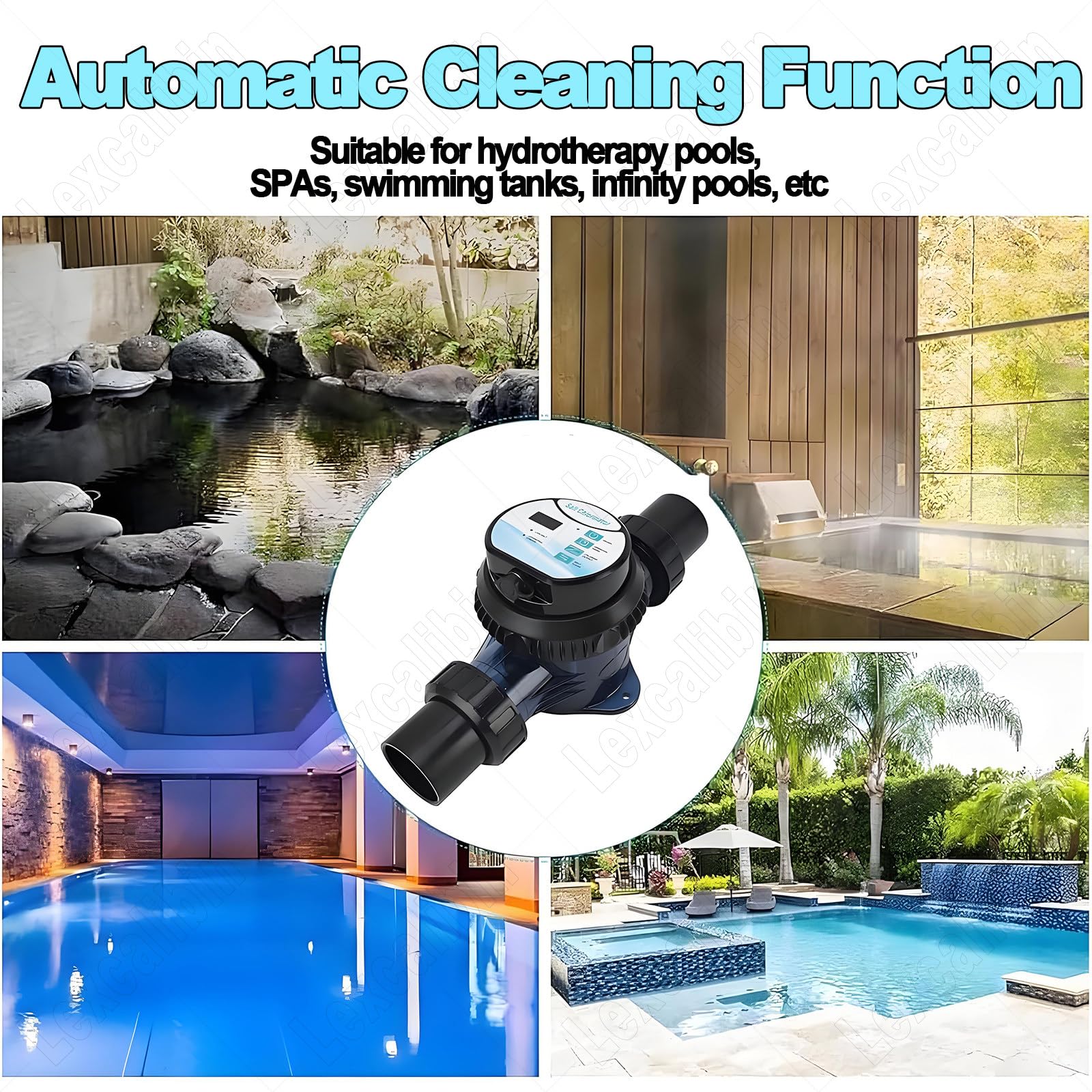 Generatore Acqua Salata Efficiente Autopulente,Cloratore Intelligente per Acqua Salata Compatibile con Piscine E Vasche Idromassaggio,Uscita Regolabile capacità Fino a 45m³ 6g/h