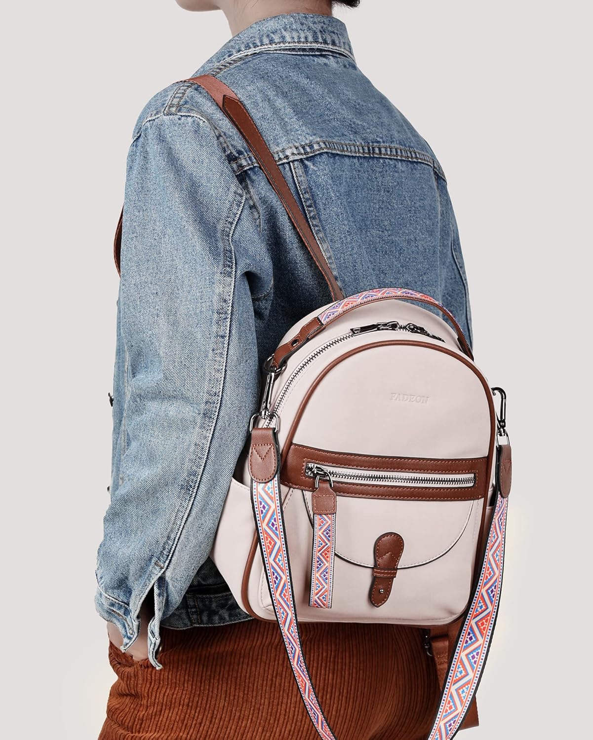 FADEON Mini Backpack Purse for Women, Designer Leather Cute Roomly Small Backpacks, Ladies Shoulder Backpack Fashion Handbag - Image 8