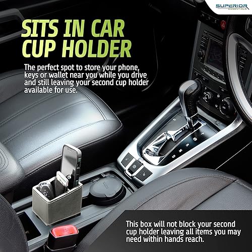 Miniatura 3 de SUPERIOR ESSENTIALS Soporte de teléfono para automóvil y expansor de almacenamiento de llaves para portavasos - Soporte de teléfono de tamaño