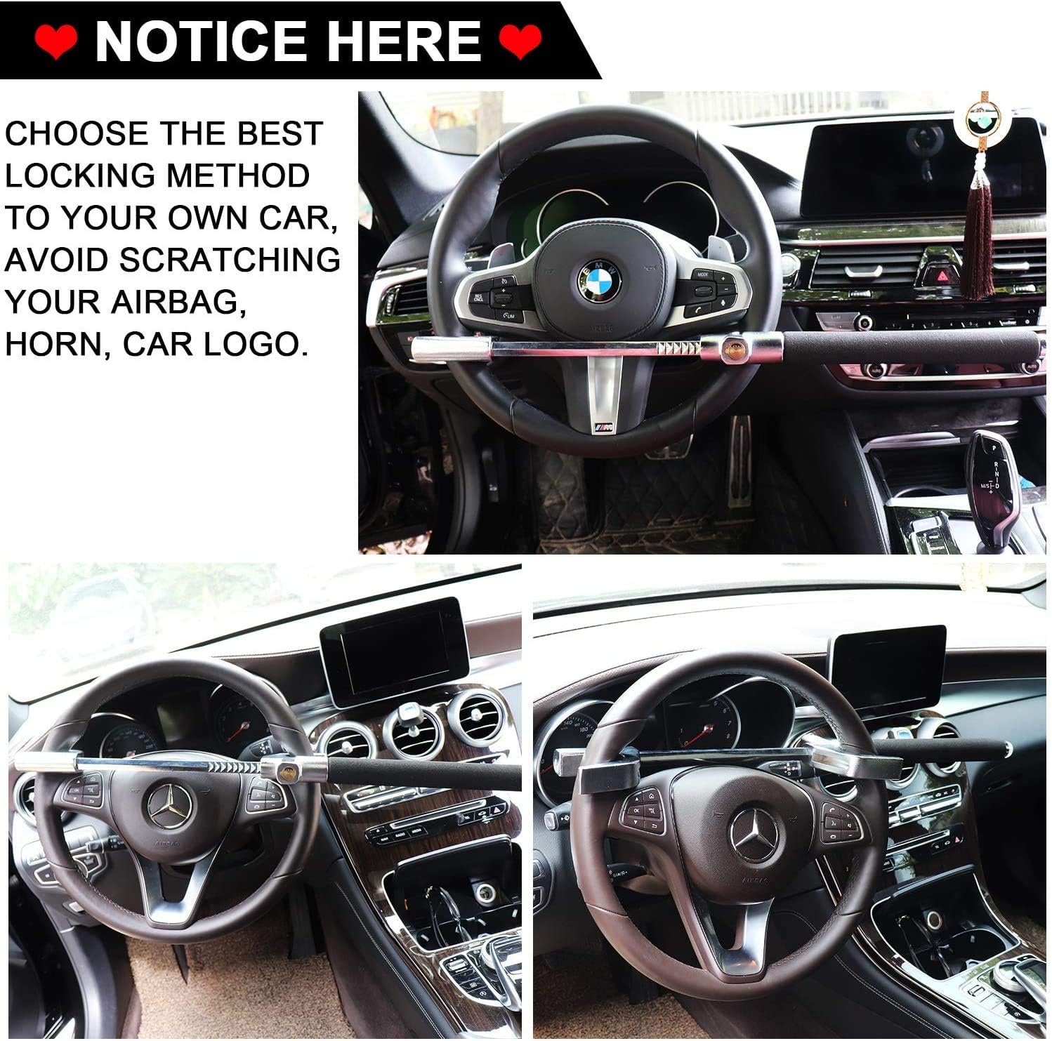 Buy 1 get 1 Tevlaphee Steering Wheel Lock for Cars,Wheel Lock,Vehicle Anti-Theft Lock,Adjustable Length Clamp Double Hook Universal Fit Emergency Hammer Window Breaker Self Defense Heavy Duty Secure (Black) Get Popular Offer Tevlaphee Steering Wheel Lock for Cars,Wheel Lock,Vehicle Anti-Theft Lock,Adjustable Length Clamp Double Hook Universal Fit Emergency Hammer Window Breaker Self Defense Heavy Duty Secure (Black)