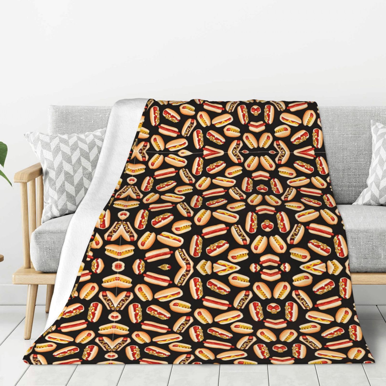 Couverture en flanelle Hot Dogs 280g/m² plaid doux et chaud