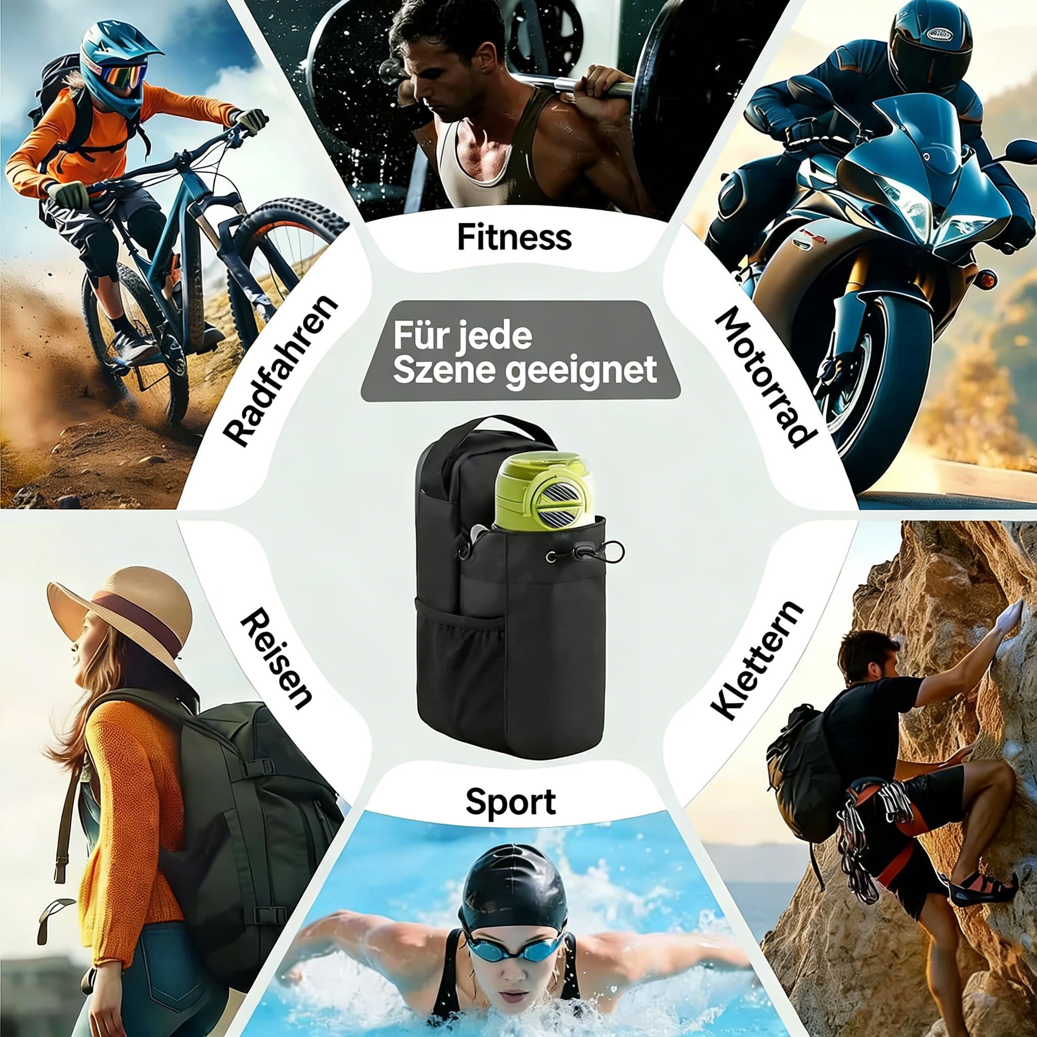Sadodo Magnetyczna torba sportowa do studia fitness – mała torba gimnastyczna przylega do sprzętu treningowego – 25 x 15 x 11 cm torba dla mężczyzn i kobiet, w zestawie chłodzący ręcznik, kieszeń na