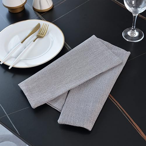 Miniatura 5 de 4 alfombrillas de lino sintético suave de 12 x 18 pulgadas, resistentes al calor, para mesa de comedor, cocina, 12 x 18 pulgadas, color gris