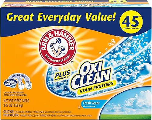 Arm Hammer Plus OxiClean Powder Detergente para ropa aroma fresco 45 cargas
